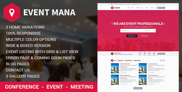 Event Management WordPress Theme dizájn előnézete