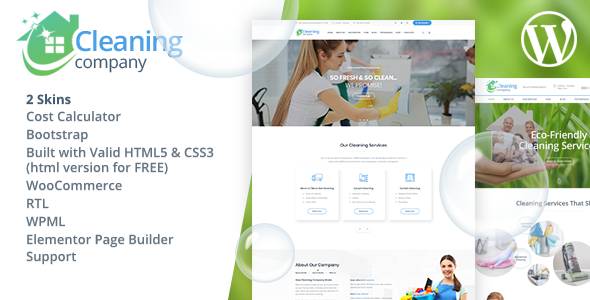 Cleaning Services WordPress Theme + RTL dizájn előnézete